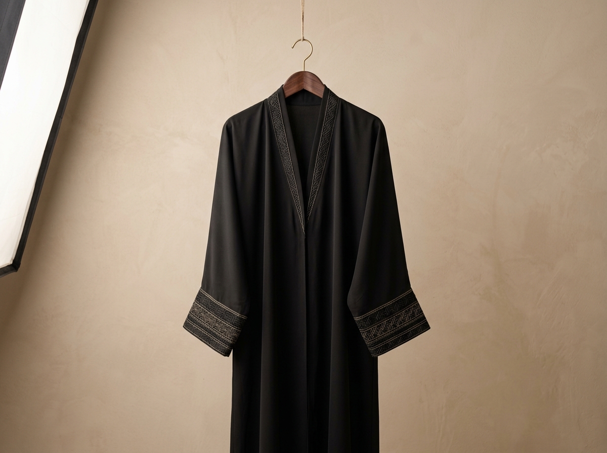 Classic Black Dubai Crepe Abaya - Image 1